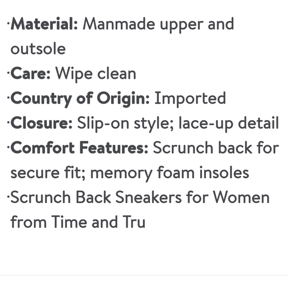 time and tru women's scrunch back sneakers NWT size 7 - Picture 4 of 8